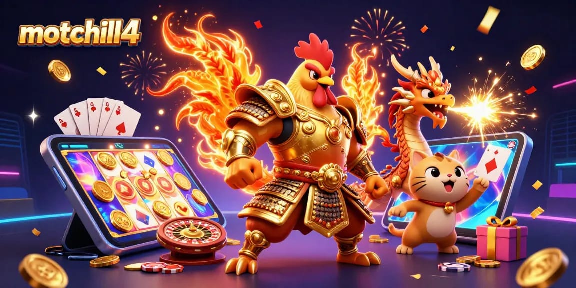 Engage with exciting gaming adventures at motchill4, showcasing a vibrant illustration of thrilling casino elements.