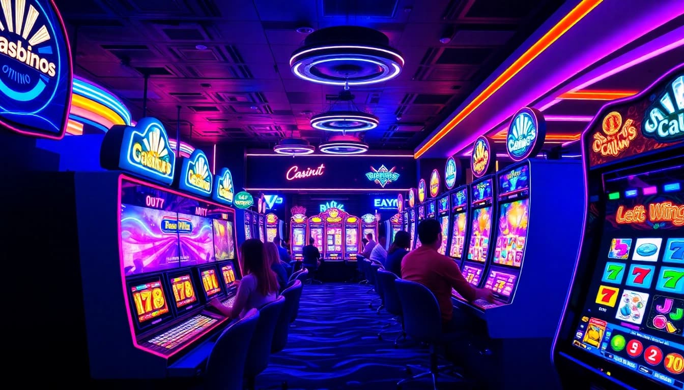 Experience the thrill of winning with an attractive online casino bonus amidst vibrant gaming scenes.