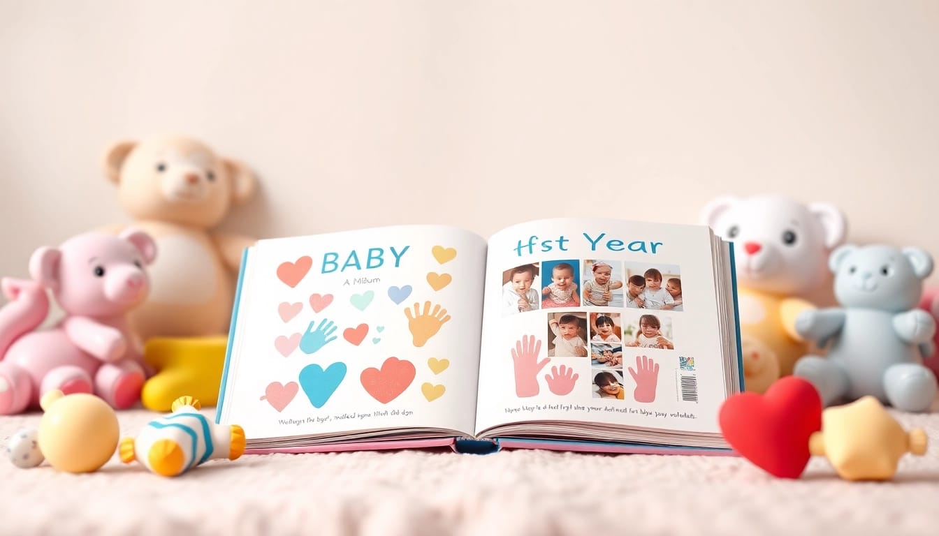 Erinnerungen fürs erste Jahr kreativ gestalten mit einem bunten Babyalbum und liebevollen Andenken.