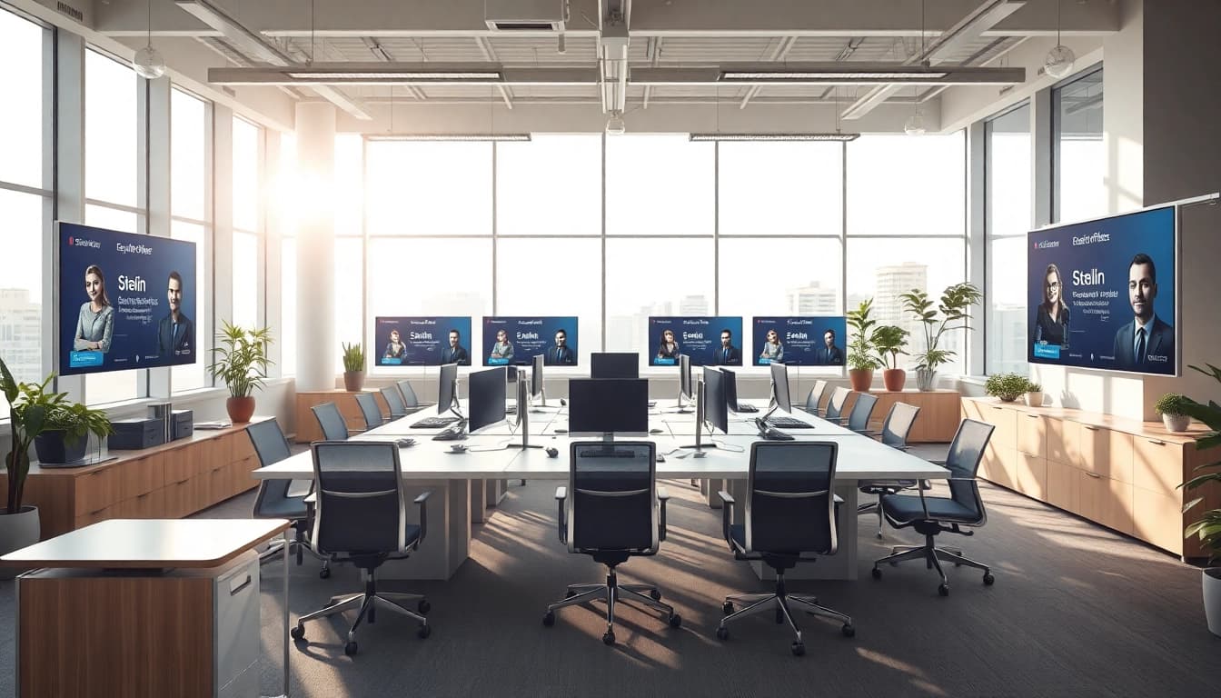 Stellenangebote sichtbar machen in einem modernen Büro mit inspirierender Atmosphäre.