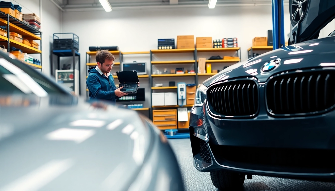 BMW Codierer programmiert präzise in einer modernen Werkstatt für Autotuning