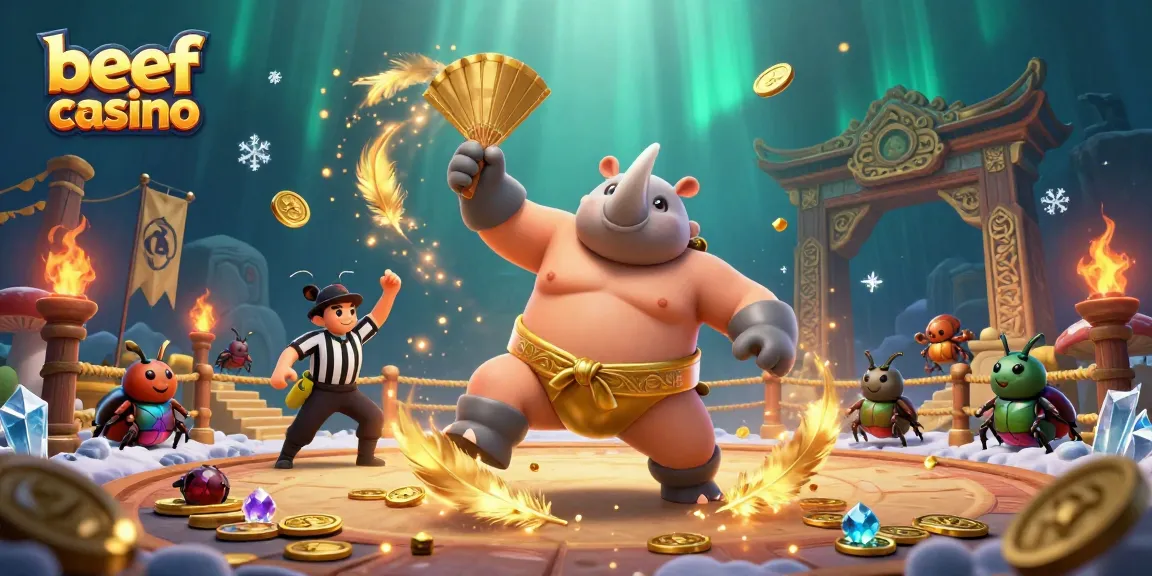 Das Beef Casino bietet Spielern aufregende Boni und Spielemöglichkeiten, symbolisiert durch dynamische Szenen mit Glücksspiel-Elementen.