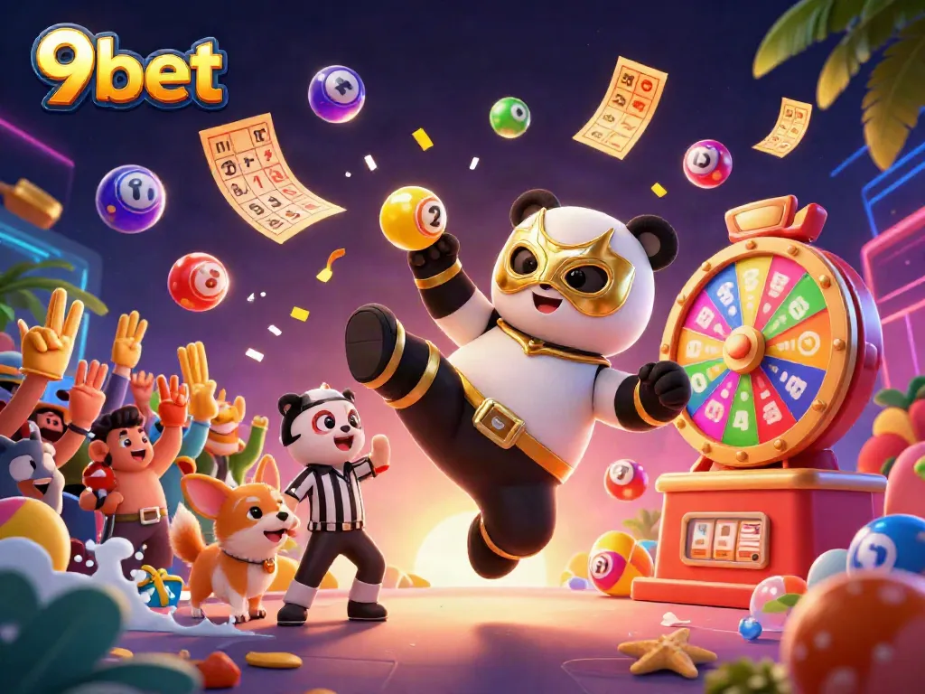 Experience excitement at 9bet with an interactive scene featuring vibrant casino elements.