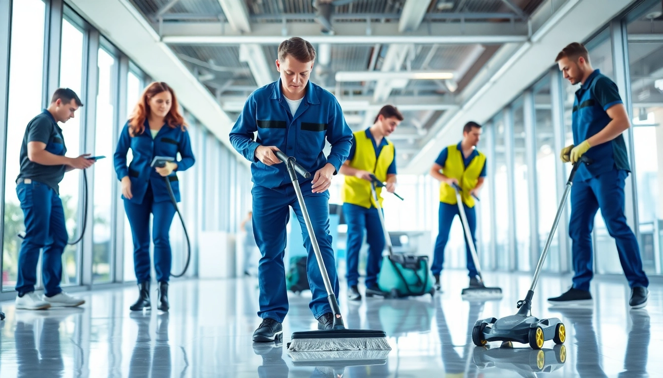 Efficient Gebäudereinigung Ulm in a modern office by professional cleaners.