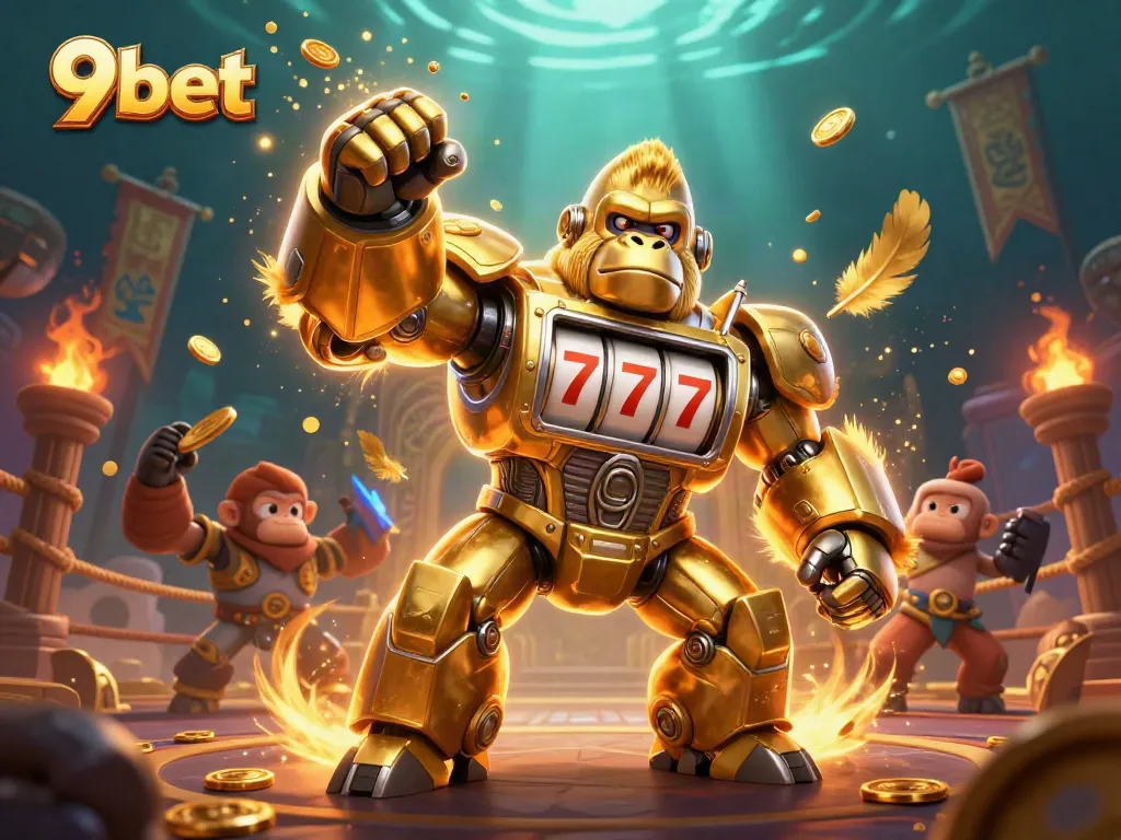 Win big with 9bet's thrilling live casino action featuring a golden mech.