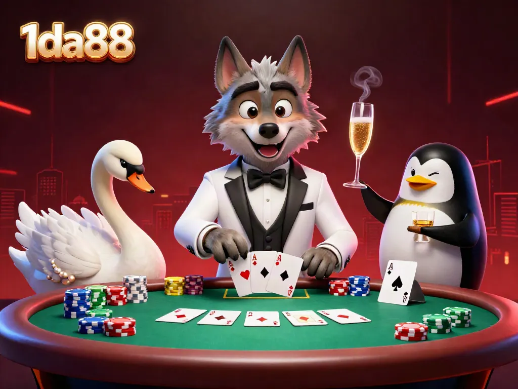 Reveal winning strategies at 1da88 casino featuring an animated scene with unique casino characters.