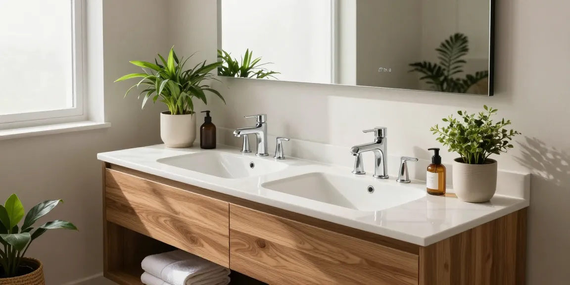 Elegante badkamermeubel 180 cm set met dubbele wastafels in een prachtig gestyleerde badkamer.