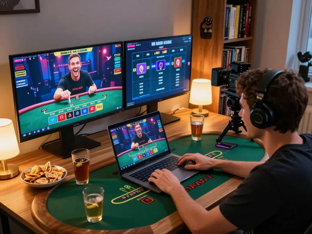 Player engaging in an exciting online casino game on ALO8 PRO while enjoying a cozy home atmosphere.