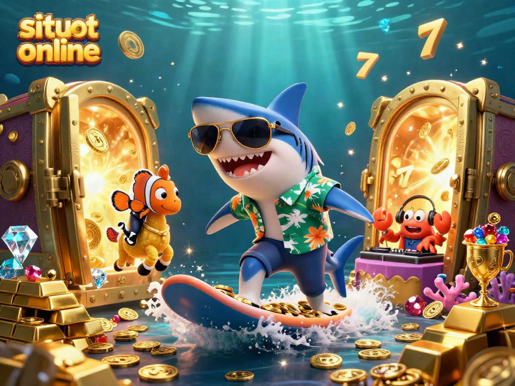 Experience the excitement of situs slot online with vibrant characters and dynamic casino elements in a captivating scene.