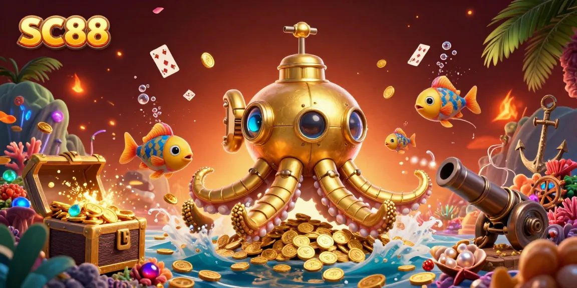 Experience thrilling wins at SC88 with the adventurous kraken submarine and treasure-filled shots.
