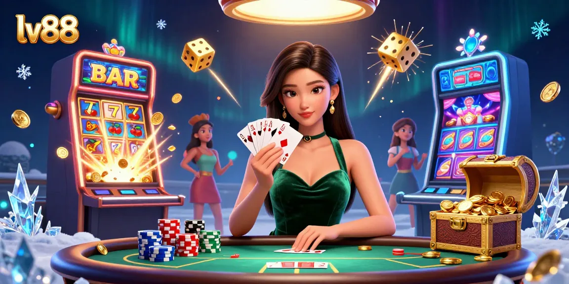 Experience thrilling gameplay at lv88 with a stunning poker setup and vibrant casino elements.