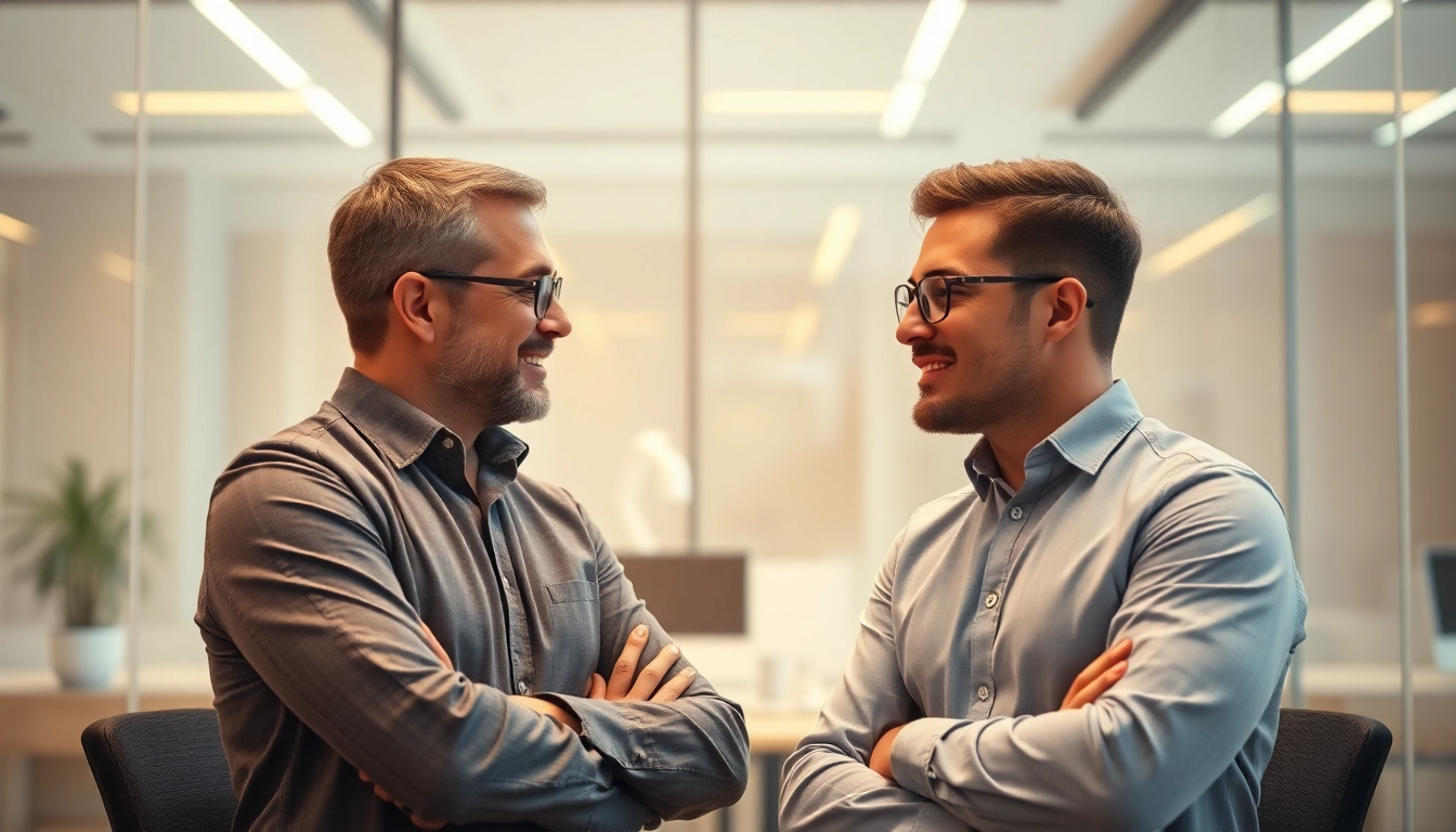 Unternehmensberatung: Unternehmensberater beim Strategiediskussion im modernen Büro mit Klient.