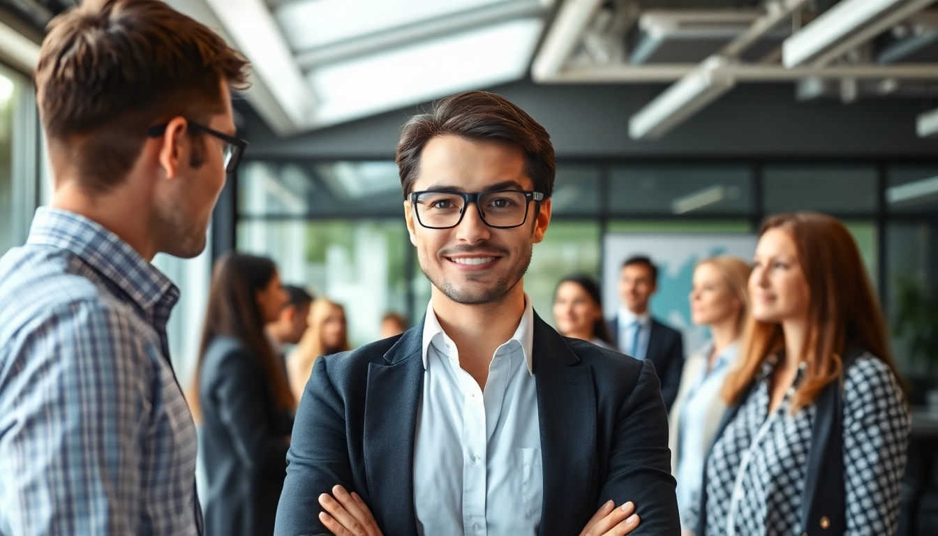Headhunter Schweiz in a collaborative office, engaging with diverse candidates.