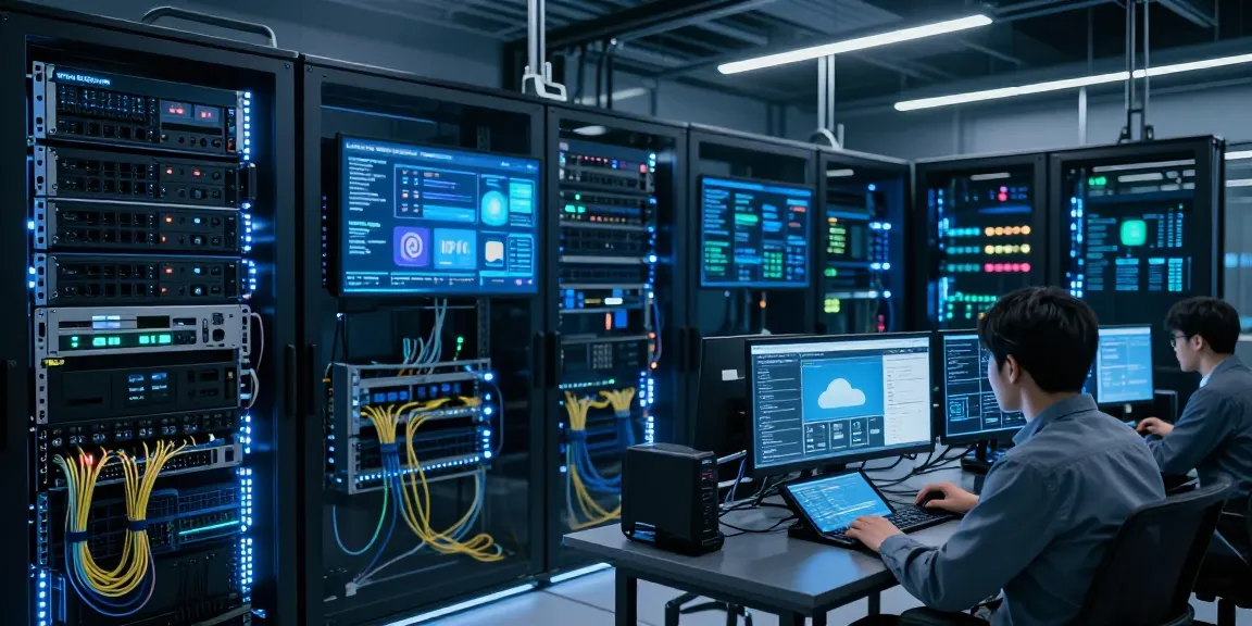 IPTV reseller panel in a modern data center environment, showcasing advanced cloud computing and efficient SaaS solutions.