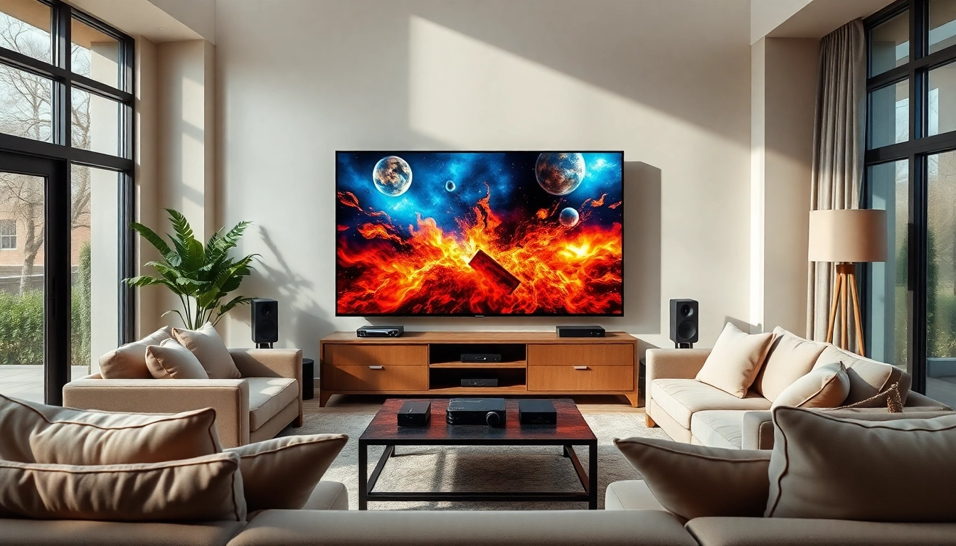 IPTV TV Service auf einem modernen Fernseher in einem gemütlichen Wohnzimmer genießen.