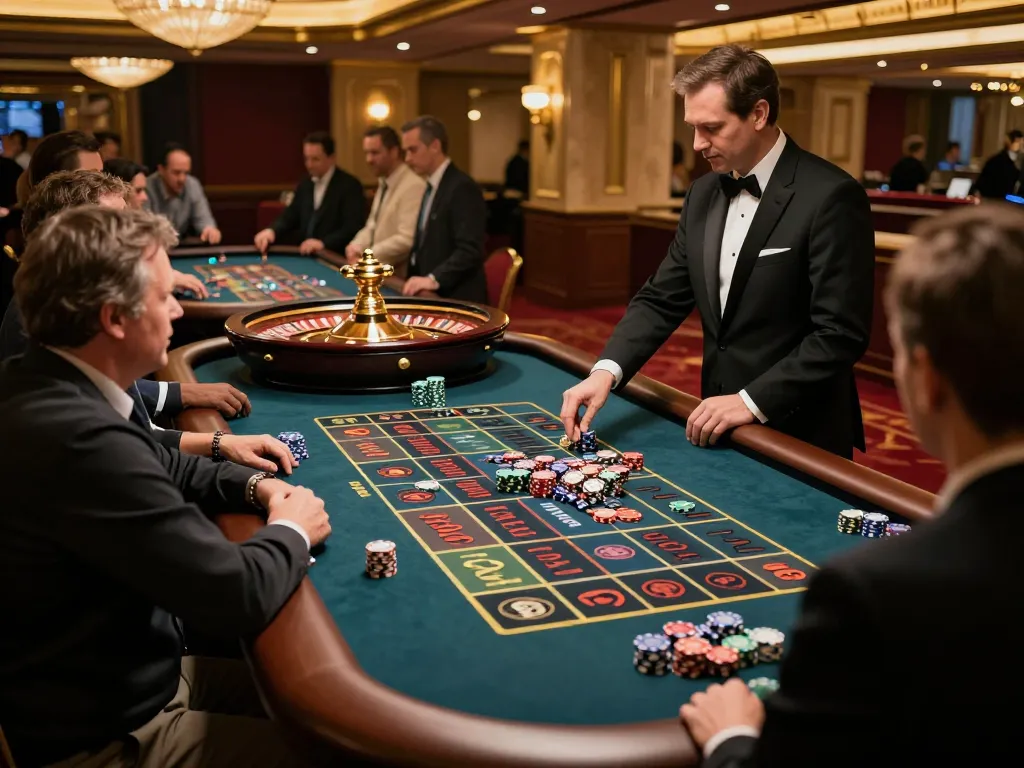 Exciting scene at trang chủ mm88 showcasing players engaged at a roulette table, vibrant atmosphere and betting action.
