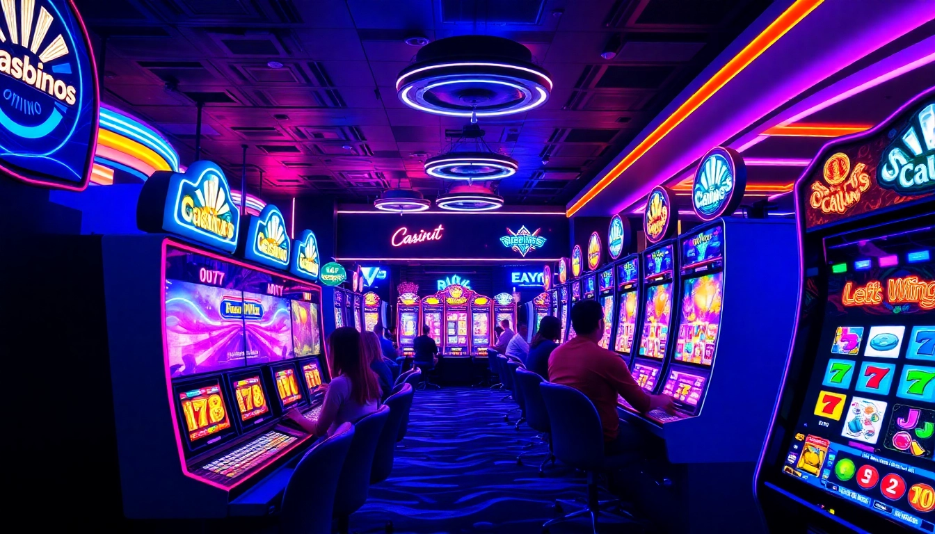 Experience the thrill of winning with an attractive online casino bonus amidst vibrant gaming scenes.
