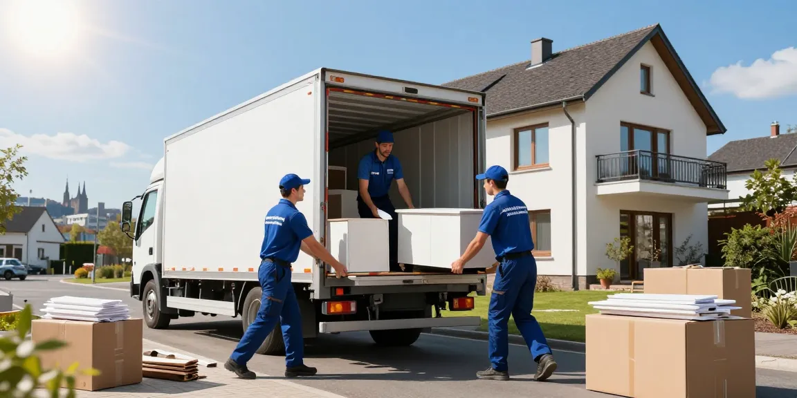 Umzugsunternehmen Ludwigshafen lädt Möbel professionell in einen Umzugswagen.
