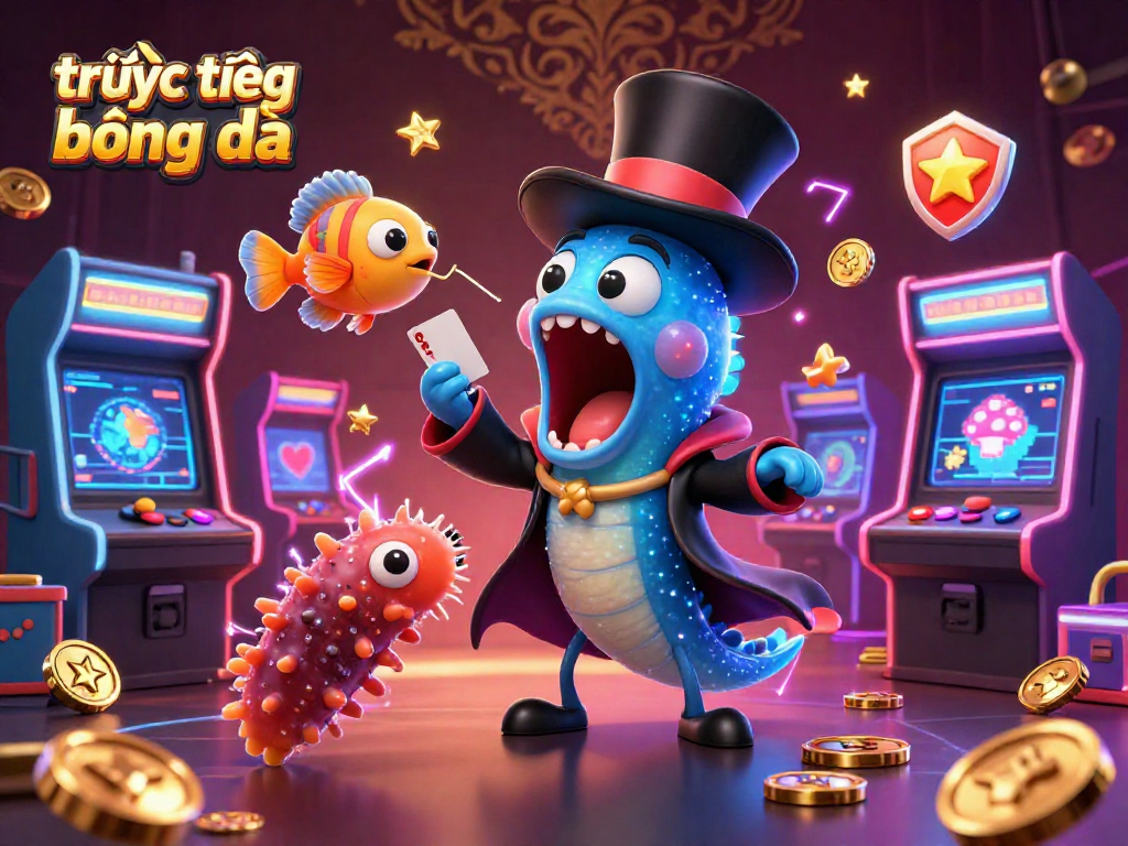 Experience trực tiếp bóng đá like never before with dynamic casino elements in a lively scene featuring animated characters.