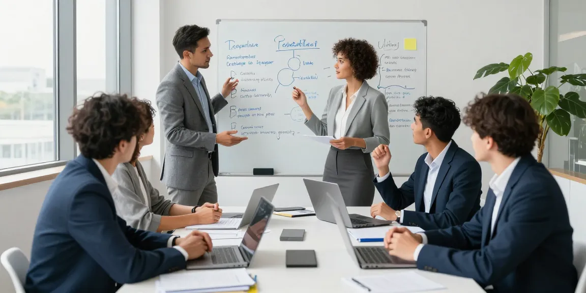 Ein Teamdiskussion über schlechte Arbeitskultur und Feedback-Mechanismen in einem modernen Büro.