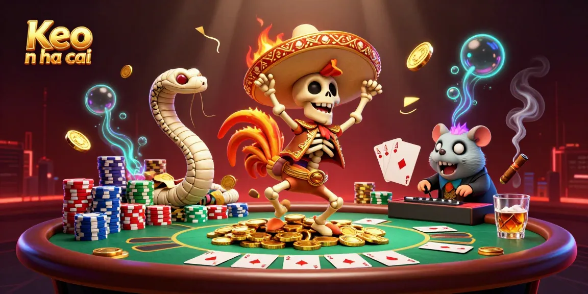 Experience exhilarating wins with Keo nha cai, vibrant casino scene featuring dynamic characters and gold coins.
