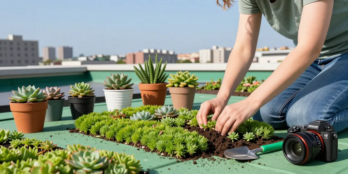 Sedumsprossen kaufen für urbanes Gärtnern in lebhaftem Dachgarten-Setting.