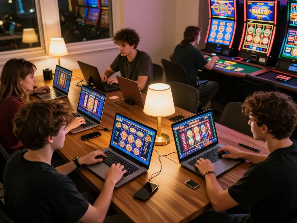 Players strategizing bets on o8net3 in a cozy online casino setting, showcasing vibrant games.