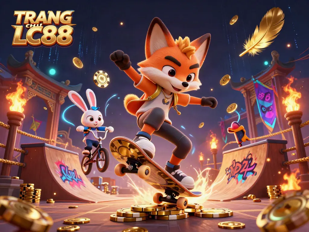 Experience excitement at TRANG CHỦ LC88 with thrilling casino illustrations and vibrant gaming scenes.