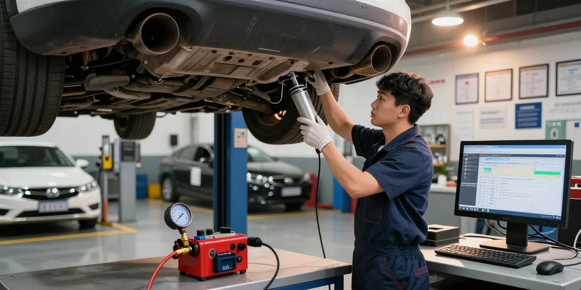 DPF Reinigung Hannover durch Techniker in modernem Servicecenter.