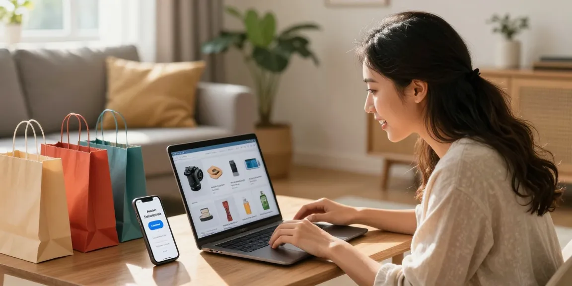 Discovering Amazon Schnäppchen deals while shopping online in a cozy living room.