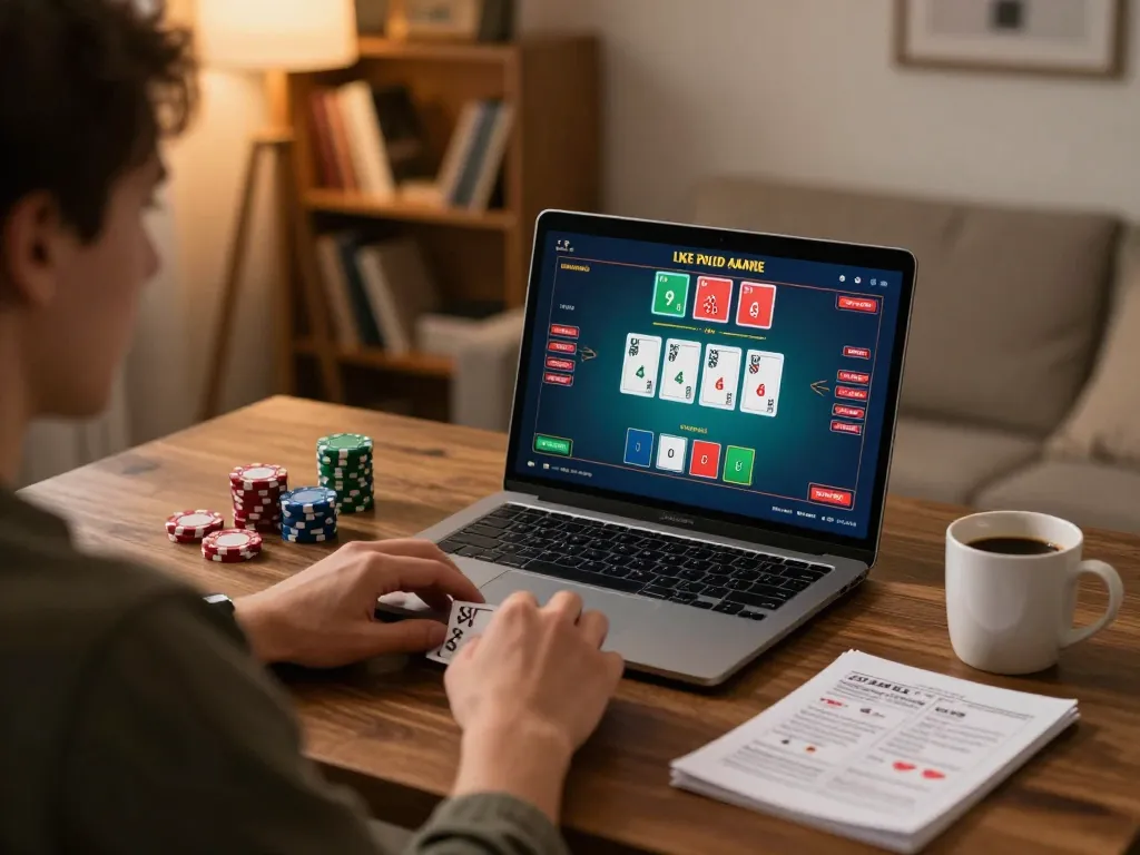 Engaging in live dealer blackjack on 11win in a cozy home gaming setup.