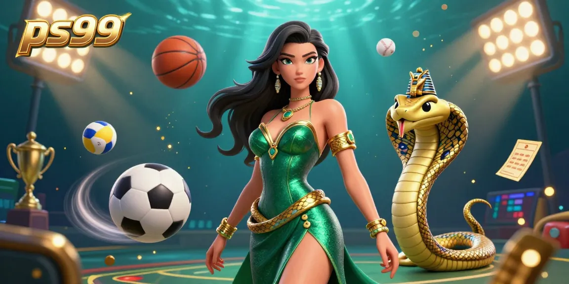 Experience thrilling bets with ps99, highlighted by a stunning woman and sports visuals in dynamic design.