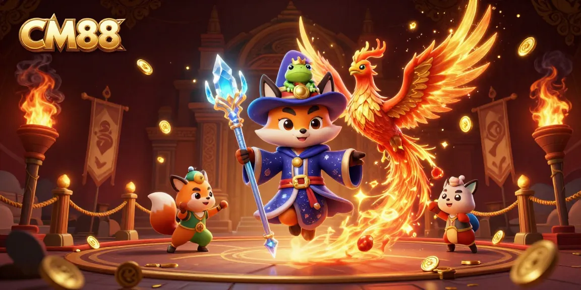 Experience CM88’s thrilling gambling adventure with a mystical wizard fox and phoenix.