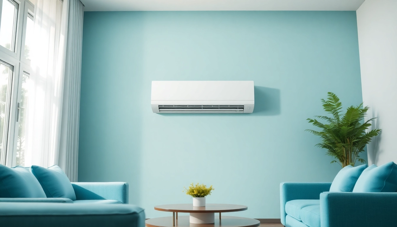 Showcasing Klima kosten with a stylish air conditioning unit in a modern living room environment.