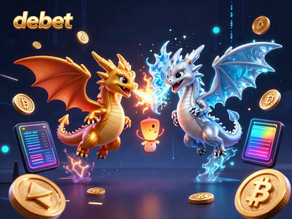 Experience debet with thrilling 3D dragons showcasing fire and ice amidst digital gaming elements.