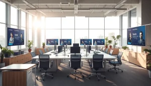 Stellenangebote sichtbar machen in einem modernen Büro mit inspirierender Atmosphäre.