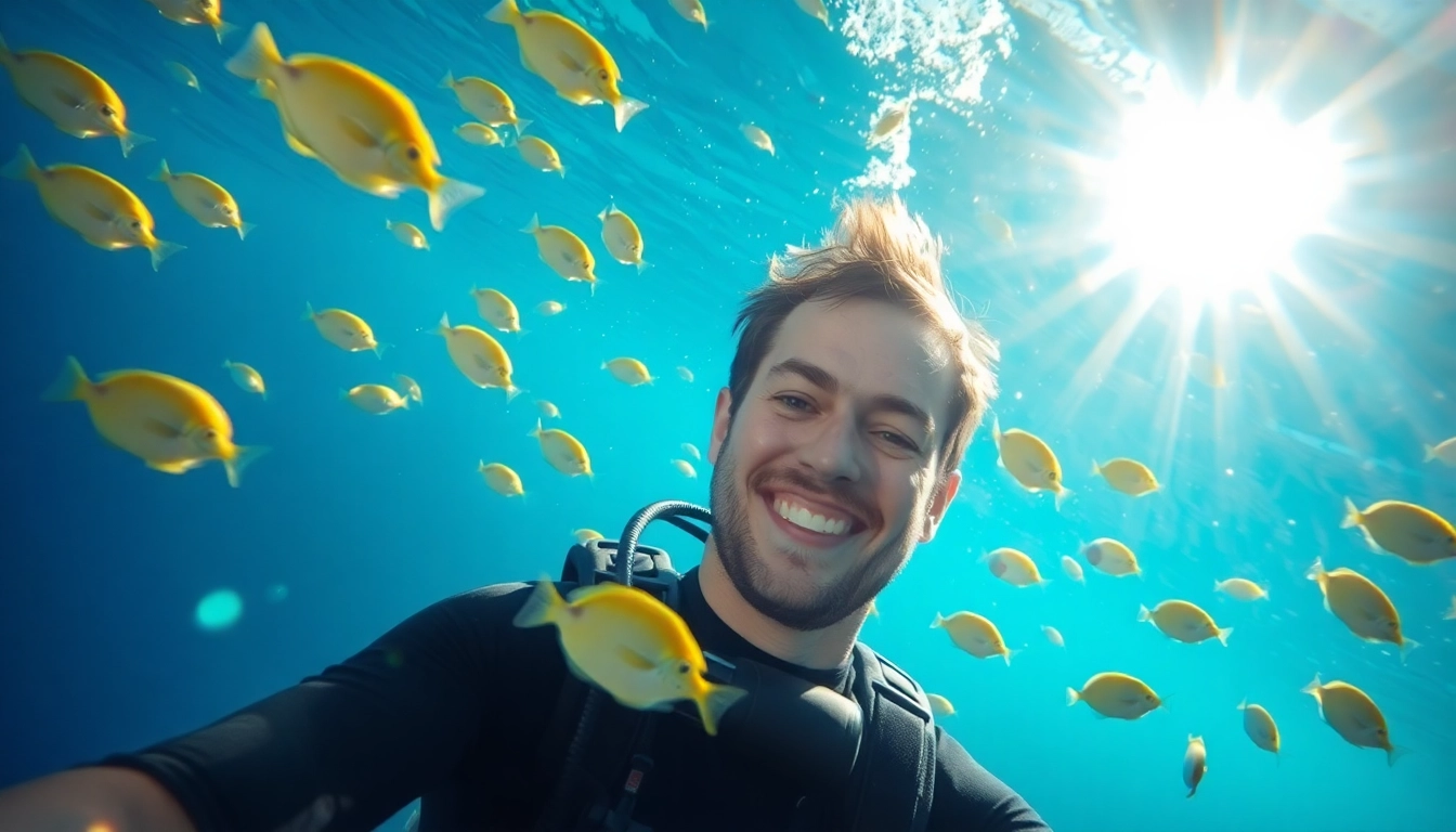 Tauchen lernen Mexiko: Ein Taucher genießt die Unterwasserwelt mit bunten Korallen und tropischen Fischen.