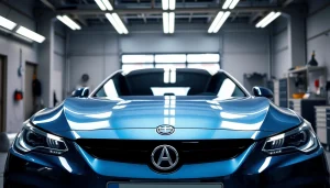 Professionelles Leasingaufbereitung München: glänzendes Fahrzeug in modernem Autohaus, bereit zur Rückgabe.