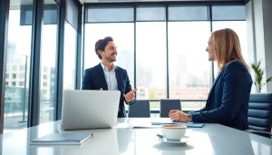 Headhunter Frankfurt engaging with a professional in a modern office.