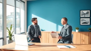 Professioneller Headhunter Hagen führt inspirierendes Gespräch in modernem Büro.