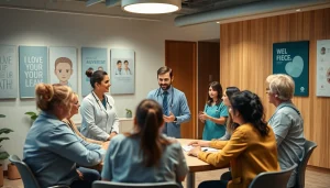 Headhunter Pflegekräfte engagieren sich in einer professionellen Rekrutierungssitzung mit Pflegearbeitern.