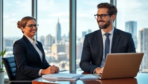 Headhunter Finance professional engaging with a candidate in a modern office setting.