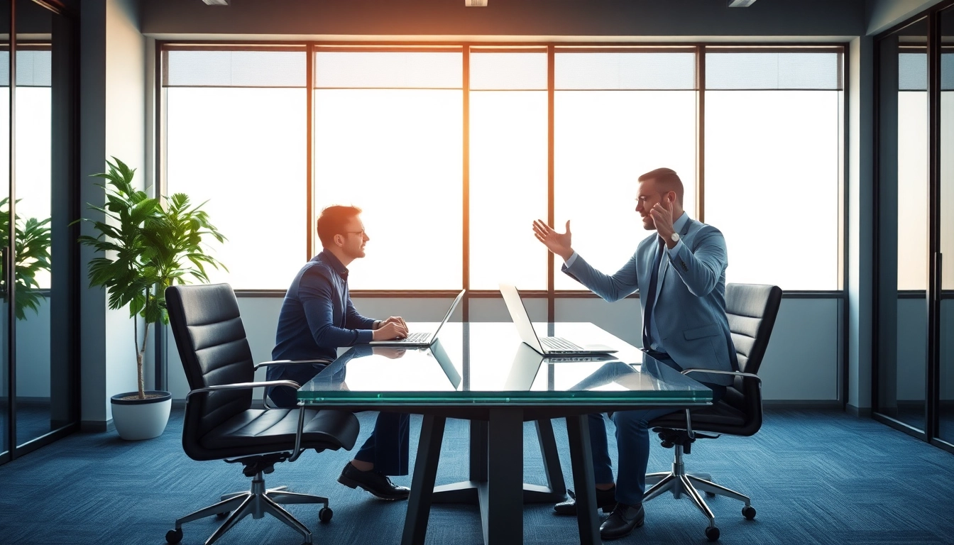 Headhunter IT berät professionell einen Klienten in einem modernen Büro.