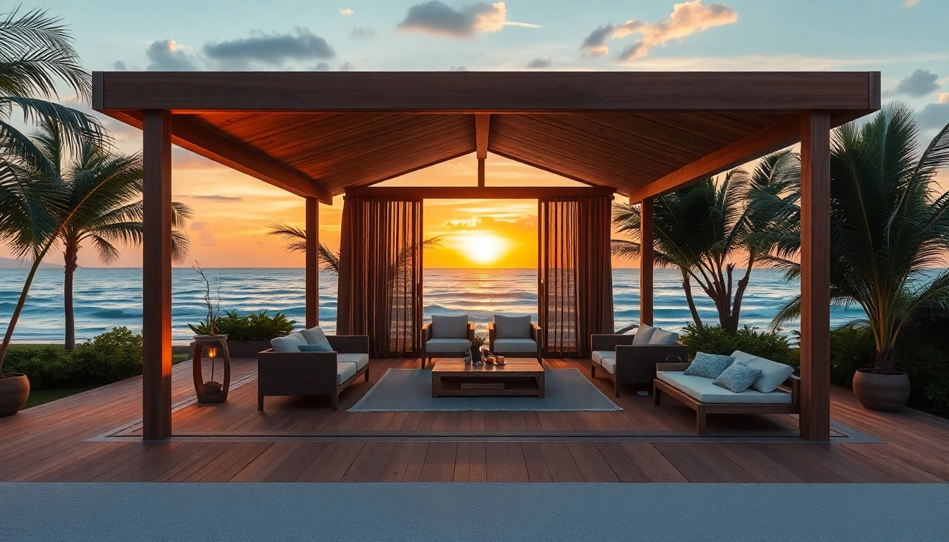 Entspannen Sie in einem Küsten-Cabana mit luxuriösem Design und entspannender Atmosphäre.