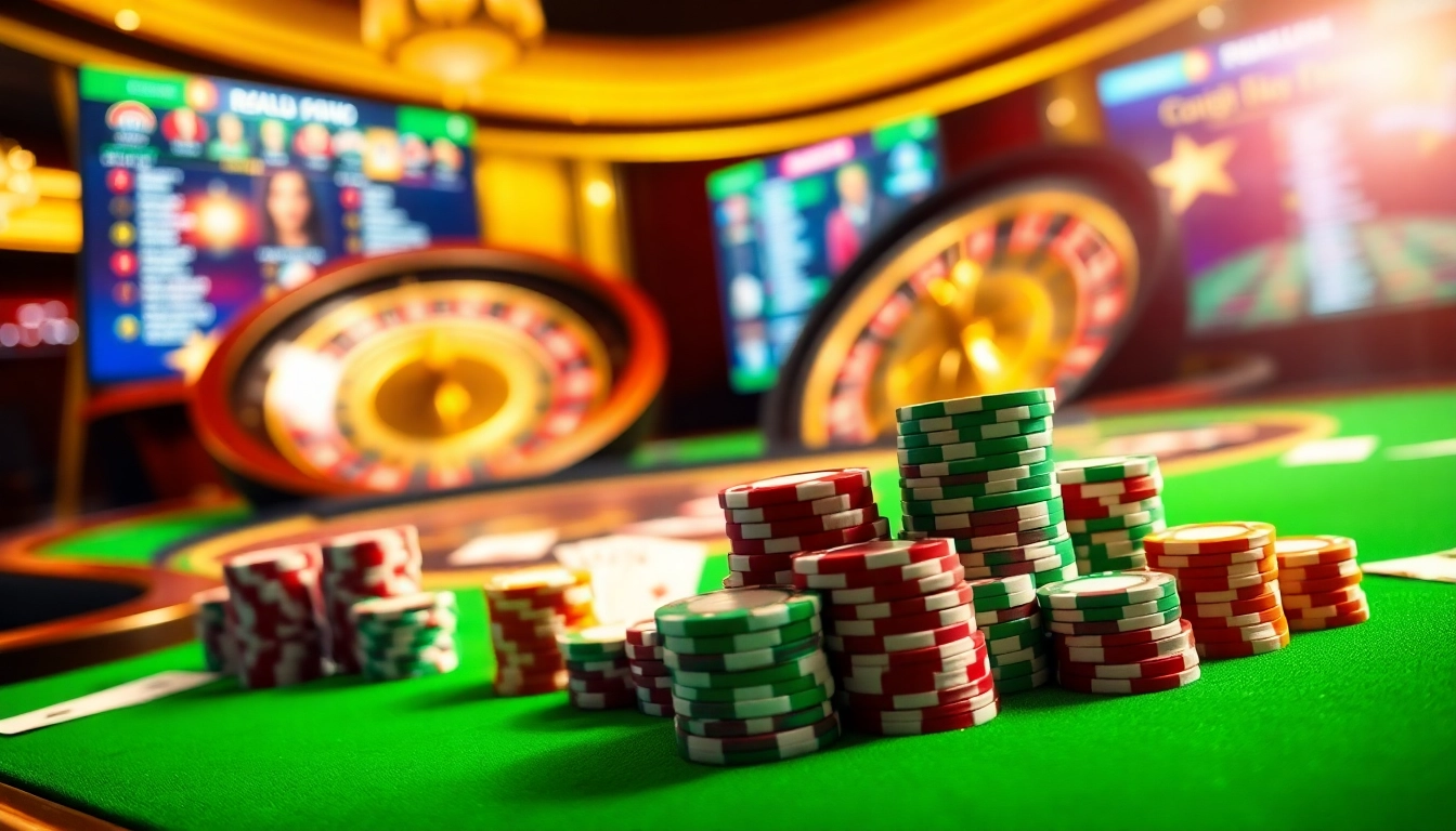 Engaging gamblers at https://789b.win/ with a vibrant casino scene featuring poker chips and cards.