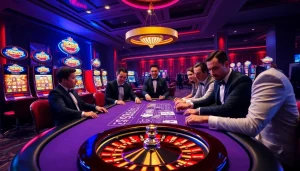 RR88 showcases a thrilling casino environment with players enjoying poker and roulette.