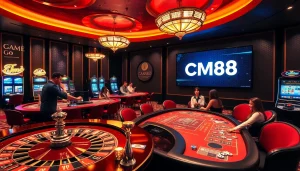Engaged gamblers enjoying thrilling games at CM88 casino, showcasing excitement and strategy.