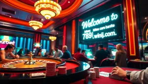 Experience the excitement of https://789winjj.com/ with players engaging at a luxurious casino table.