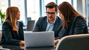 Headhunter IT interviewing a candidate in a modern office setting, showcasing recruitment skills.