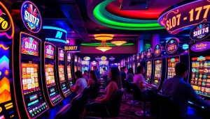 Menang besar di Slot77 dengan suasana permainan yang meriah dan penuh cahaya.